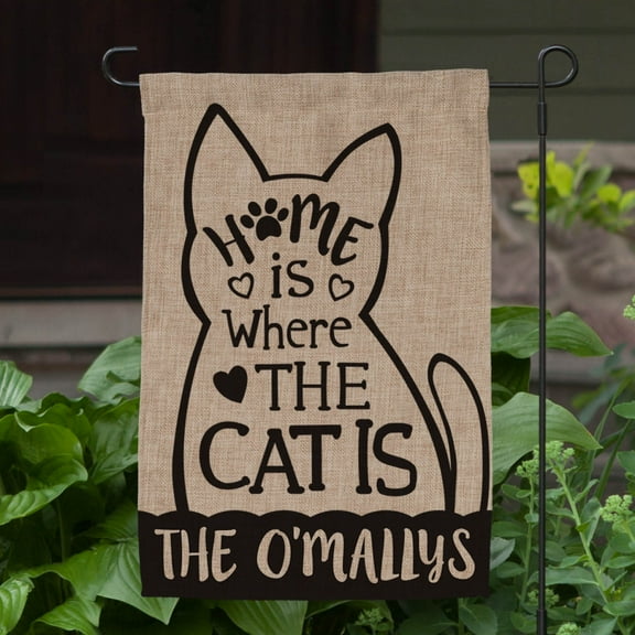 Home Is Where The Cat Is Personalized Garden Flag