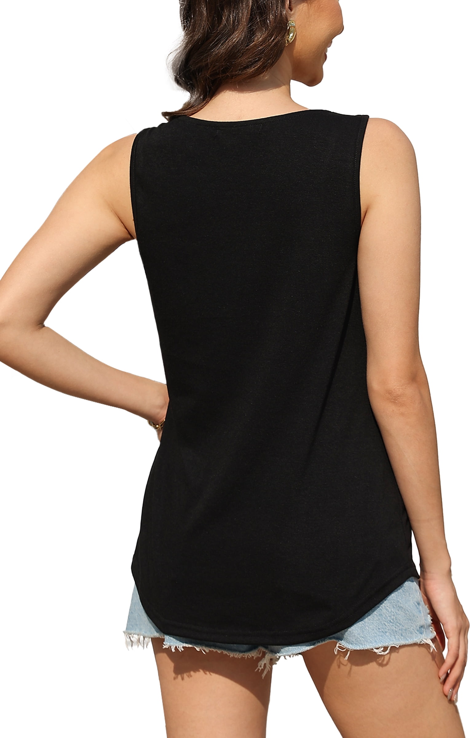 トップス SQUARE NECK LADY LIKE PLEATS TOP Fantaslook Flowy Tank Tops, Pleated Square Neck Sleeveless Summer