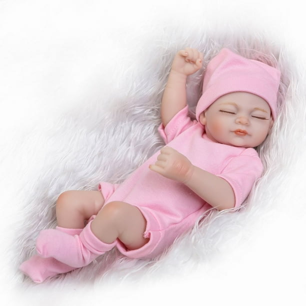 Reborn Baby Doll Girl Baby Bath Toy Full Silicone Body Eyes Close Sleeping Baby Doll with Clothes 10inch 25cm Lifelike Cute Gifts Toy Pink Walmart