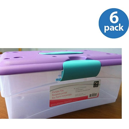 Homz Kidz Tote 'n Go Storage Tote, Turquoise, Set of 6
