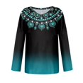 thumbnail image 4 of Blue Women's Long Sleeve T-shirt, Women'S Long Sleeved V Neck Floral And Plant Printed Casual Fashion T Shirt Top,Women's Long sleeve T-shirt M, 4 of 5