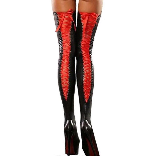 Women s Underwear Stocking Lingerie Bandage Thigh-high Stockings Leather Lace Bow Long Socks Latex Bandage Bodystocking