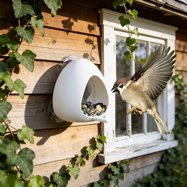 Comedero para Pájaros de Ventana – Comedero con Bandeja de Ventosa para Decoración de Exteriores, Jardín o Patio, Fácil Instalación Sin Taladrar, Diseño de Plástico Duro a Prueba de Fugas.