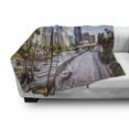 thumbnail image 3 of Travel Soft Flannel Fleece Blanket, Downtown Cityscape of Los Angeles California USA Avenue Buildings Palms Print, Cozy Plush for Indoor and Outdoor Use, 60" x 80", Blue Grey Green, by Ambesonne, 3 of 6