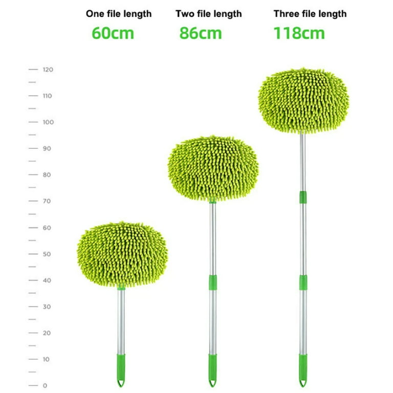 LeeLoon 2 in 1 Microfiber Car Wash Mop Mitt with 45 Aluminum Alloy Long Handle,Chenille Car Cleaning Kit Brush Duster with Scratch Free for Washing Car