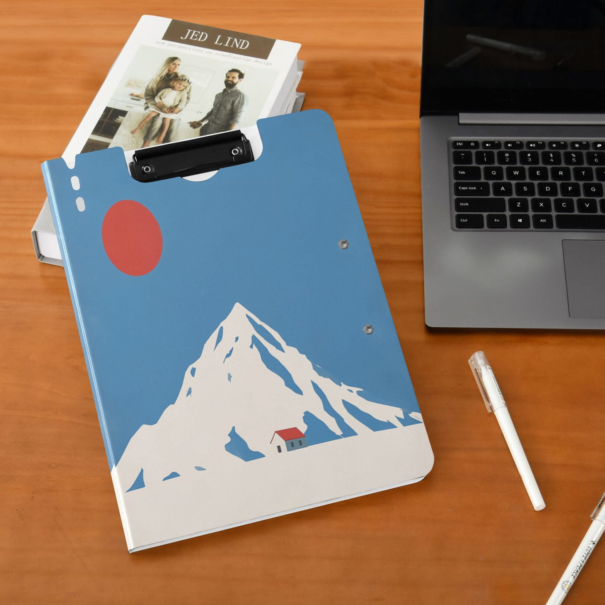 FORMRS A4 Clipboard Folder with Pen Holder Horizontal Foldable School Office Binder, Snow Mountain