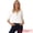 White, variant on DARING DIVA Women's 3/4 Sleeve Tops Hollow Color Block Boho Shirts L Black