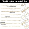 thumbnail image 2 of 1set 8Pcs 8 Styles 304 Stainless Steel Aluminum Cable Chains Baseball Cap Chain Golden 280~285mm 1pc/style, 2 of 7