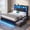 Full&Black, variant on Queen Size Gaming Bed Frame with 2 Storage Drawers, LED Lights & Charging Station, Esports-Style Upholstered Platform Queen Beds with Bookcase Headboard, No Box Spring Needed, Black