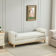thumbnail image 5 of 66.34"W Elegant Upholstered Bench,Daybed, Ottoman with Wood Legs & 2 Bolster Pillows for End of Bed, Bedroom, Living Room, Entryway,Black Boucle, 5 of 10