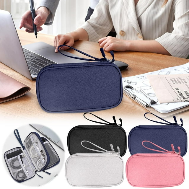 Portable Cable Organizer, Multi-Device Storage, Durable Fabric Construction, Compact Design, For Office/Travel, Universal Cable Holder, Cable Management Solution, Lightweight, Travel-Friendly, Tech