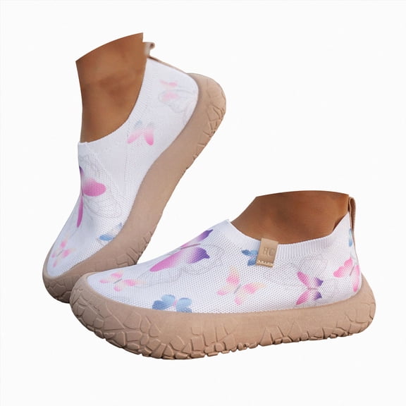 Barefoot Walking Shoes for Women Platform Wide Breathable Minimalist Mesh Knit Sneakers Comfortable Slip on Beach Shoes b-Blue Size 7