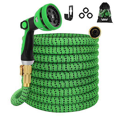 50FT, Green Garden Hose 50FT Expandable and Flexible Garden Hose Pipe with 10 Function Spray Nozzle,