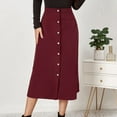 thumbnail image 2 of ASFGIMUJ Skirt For Women 2023 Long Skirt Solid High Waist Skirt Corduroy Wrap Single Slim Fit Solid Skirt Autumn And Winter Red, 2 of 4