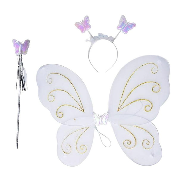 Disfraz de hada para niñas, disfraz de mariposa, disfraz de para , diadema con Blanco Yuyangstore Disfraz de ala de hada