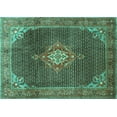 thumbnail image 1 of Ahgly Company Machine Washable Indoor Rectangle Persian Turquoise Blue Traditional Area Rugs, 4' x 6', 1 of 4