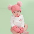 thumbnail image 1 of Conjunto de gorro y guantes para niños, conjunto de dos piezas, gorro y guantes cálidos para bebé, otoño e invierno, 1 of 5