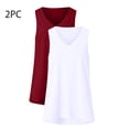 thumbnail image 4 of Moxiu Women's Summer Tank Tops V Neck Sleeveless Tops for Leggings T Shirts Loose Tunic Side Split Tanks Plus Size Dressy Casual 2025 White,M, 4 of 5