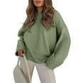 thumbnail image 3 of Women's Oversized Long Sleeve Fuzzy Knit Casual Chunky Pullover Sweater Fall Outfits Clothes Green M, 3 of 8