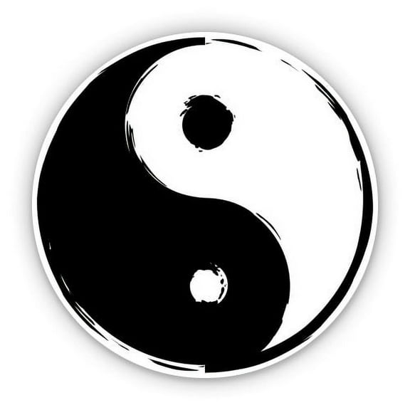 Yin Yang Classic Pretty Black and White Asian - 3" Vinyl Sticker - For Car Laptop Water Bottle Phone - Waterproof Decal