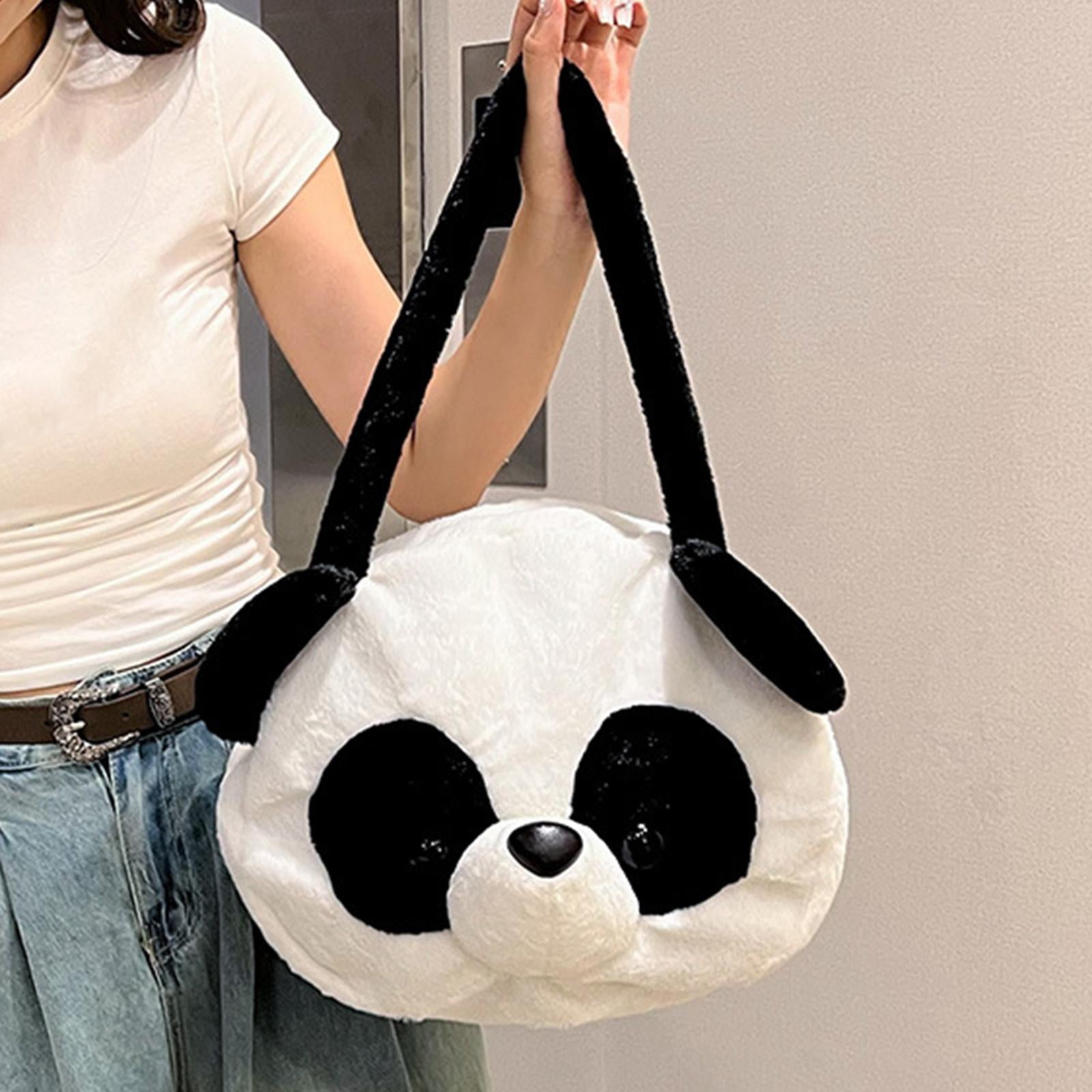 Runquan Plush Panda Bag Casual Novelty Travel Purse with Zipper Women s Shoulder Bag