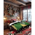 thumbnail image 4 of Christmas Tree Flannel Blanket for Bed,Travel and Camping, Winter Snowflakes Green Gold Tree Black Bottom Super Soft Cozy Blanket for All Seasons 50" x 80", 4 of 6