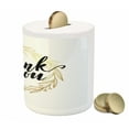 thumbnail image 3 of Modern Piggy Bank, Thank You Words Surrounded by the Olive Leaves Like Ivy with White Background, Ceramic Coin Bank Money Box for Cash Saving, 3.6" X 3.2", Yellow and Black, by Ambesonne, 3 of 4