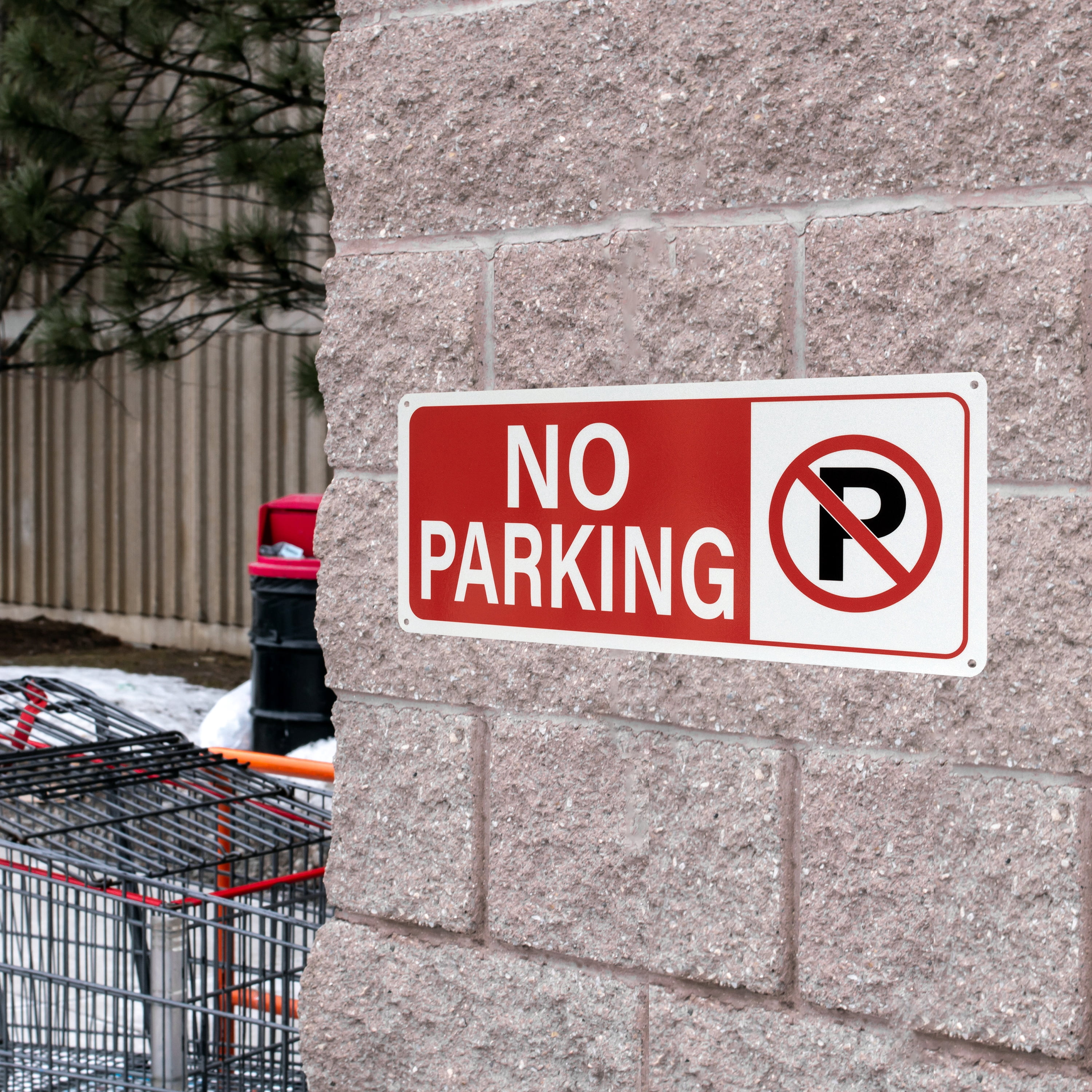 (2 pack) "Pen+Gear  No Parking Sign, 6x14 inch -Vibrant Red, Easy-to-Read, Durable for Outdoor & Indoor Use"