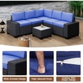 thumbnail image 4 of 6-Piece Modular Outdoor Sectional Sofa Set, PE Rattan All-Weather Patio Furniture with Coffee Table, Thickened Cushions & UV-Resistant Design for Backyard, Poolside, Balcony, 4 of 8