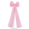 thumbnail image 3 of Pink Giant Tulle Bow for Christmas Tree Decoration Sheer Iridescent Fabric Large Bow with Long Tails for indoor Holiday Decor 47 in, 3 of 8