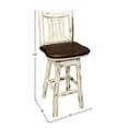thumbnail image 2 of Montana Collection Barstool w/ Back & Swivel, Clear Lacquer Finish w/ Upholstered Seat, Saddle Pattern, 2 of 4