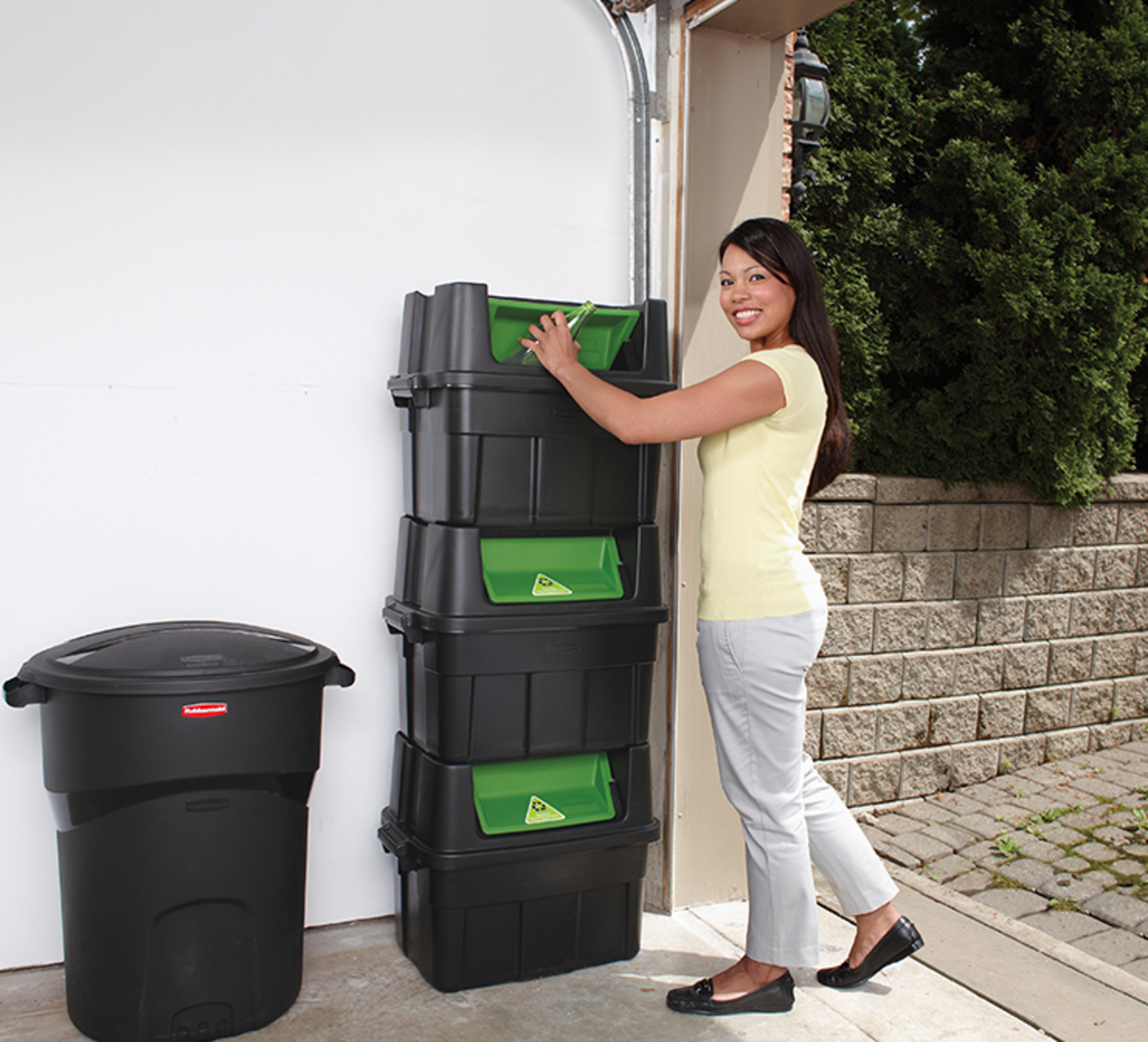 Rubbermaid Flip-Door Stackable Recycle Bin, Black, 13 Gallon - image 3 of 4