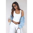 thumbnail image 6 of Womens Summer Square Neck Going Out Tops Ribbed Basic Tank Crop Workout Tops White XL, 6 of 8