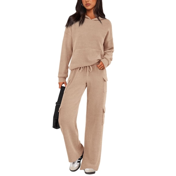 Conjunto Coordinado PRETTYGARDEN Mujer Sudadera con Capucha y Pantalones Cargo Talla L