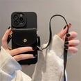 thumbnail image 3 of Funda de teléfono con cordón cruzado para iPhone, carcasa de silicona con ranura para tarjeta, 15 Pro Max, 14, 13, 12, 3 of 5