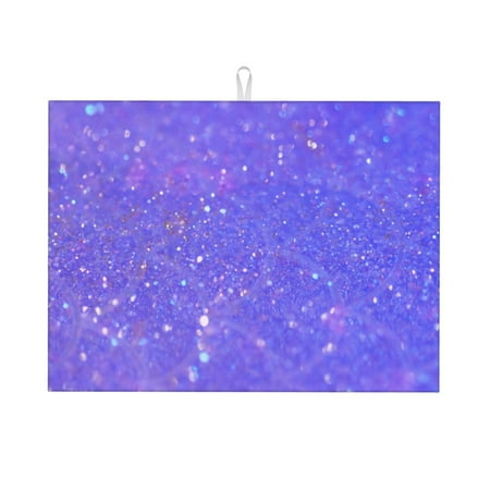 

Tebeau Purple Glitter Print Dish Drying Mat for Kitchen Counter Dish Drying Pad with Non-slip Rubber Backed Hide Stain Anti Absorbent for Kitchen Counter Drying Mat