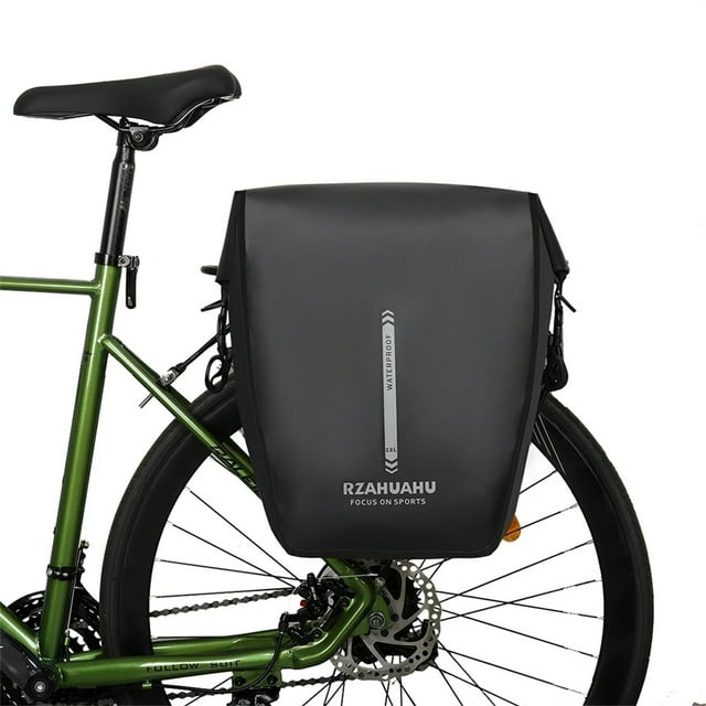 Bicycle Rear Side Bag Fully Waterproof PVC Bicycle Rear Rack Tail Seat Trunk Pannier 18L Reflective Cycling Bag