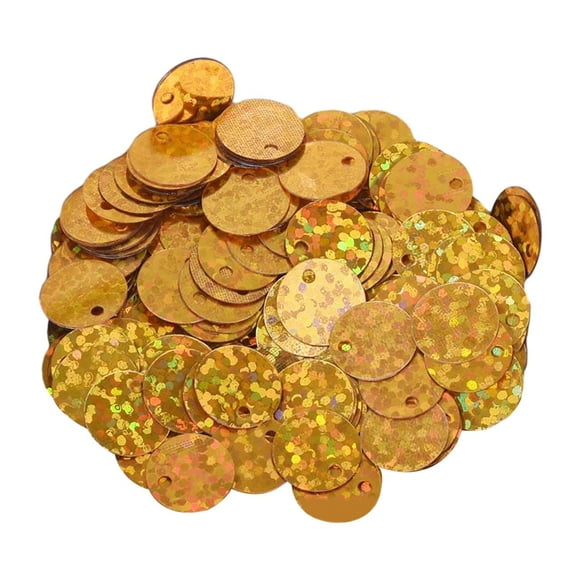 veasfak 300Pcs 10mm Flat Round Loose Sequins Sequin Paillettes for Sewing Sequins Spangles for DIY Knitting Clothes Bridal Embroidery Gold