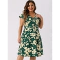 thumbnail image 2 of DARING DIVA Plus Size Fashion Cap Sleeve V Neck Above Knee Dress 1X Dark Green, 2 of 6