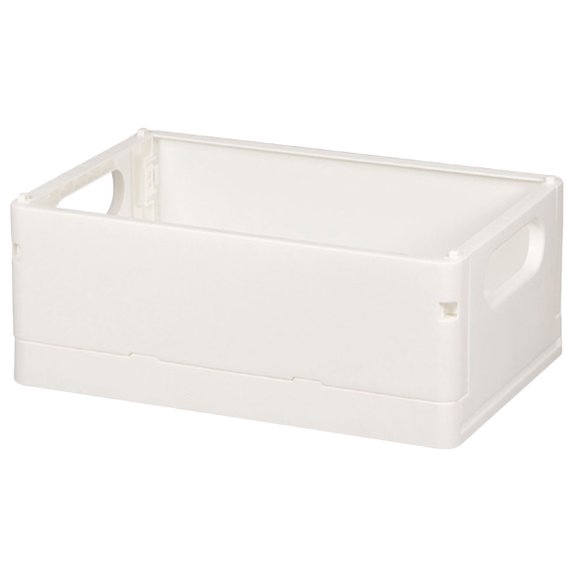 OFFIGAM White Plastic Folding Basket Storage Bin for Makeup Tools and Office Supplies, and Space-Saving, 1 Set