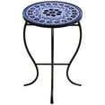 thumbnail image 6 of Teal Island Designs Modern Black Round Outdoor Accent Side Tables 14" Wide Set of 2 Light Blue Mosaic Tabletop Front Porch Patio Home House, 6 of 8