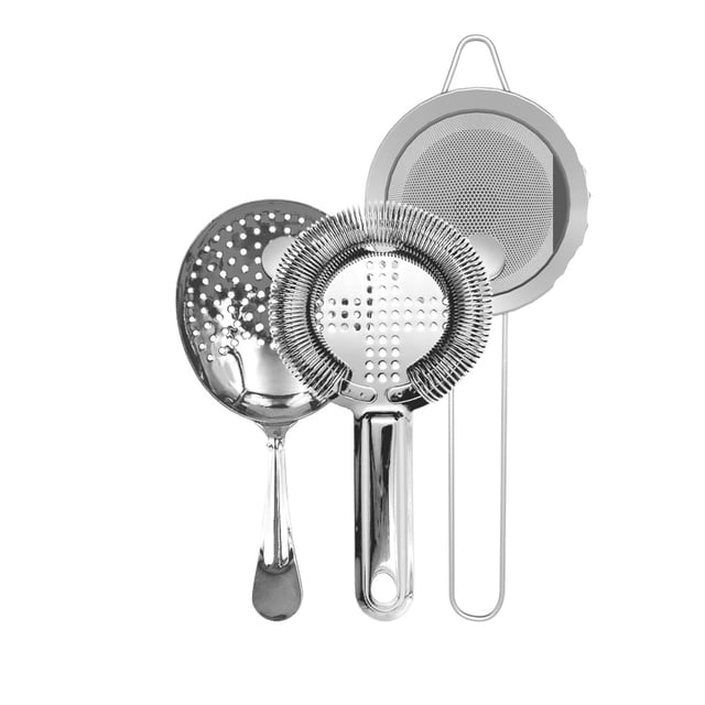 WANGQI Cocktail Strainer-Stainless Steel Bar Tools Bartender Cocktail Strainer Set: Strainer, Strainer and Conical Fine Mesh Strainer