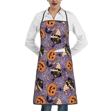 

Sikiie Vintage Halloween Black Cat Aprons for Kitchen Cooking Aprons Chef Apron for Men Women Chef