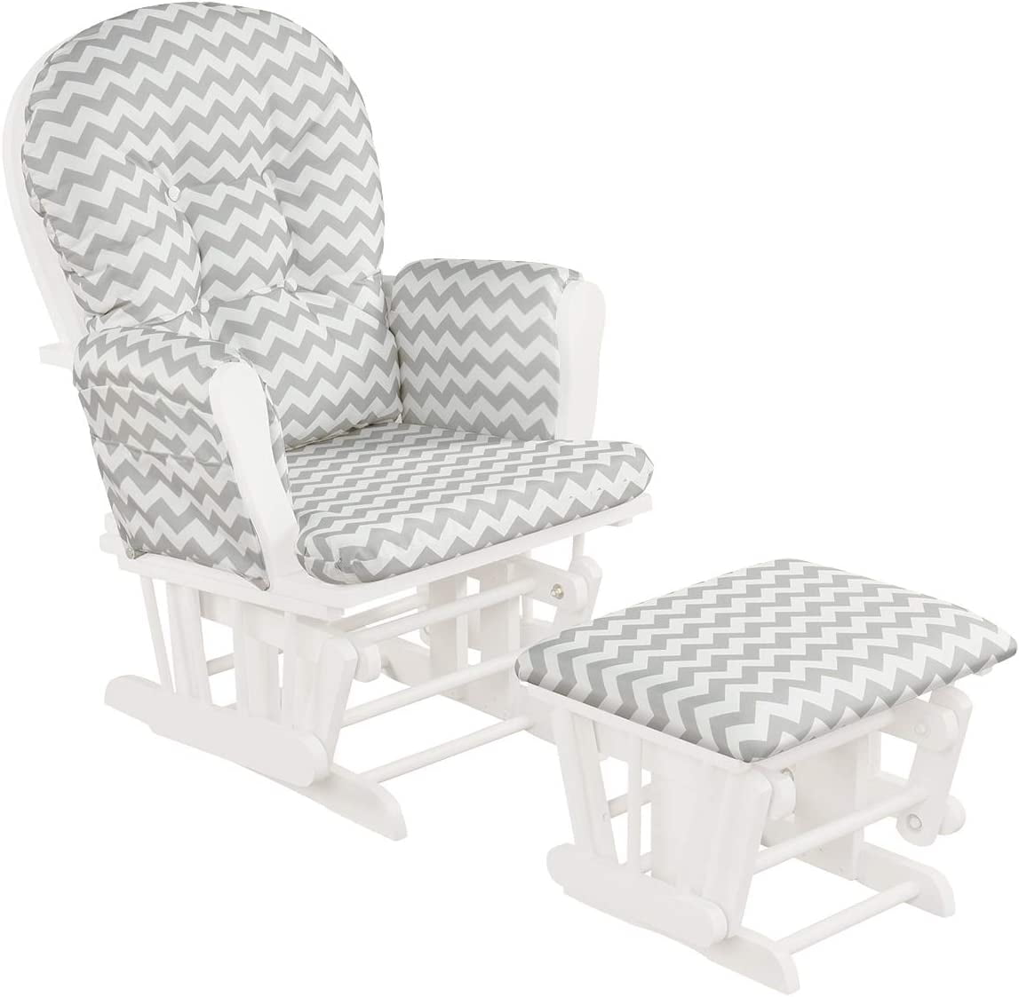 Baby Glider and Ottoman Cushion Set, Wood Baby Rocker Nursery Furniture