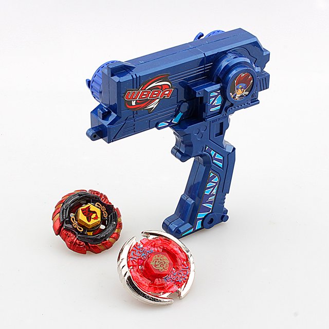 Ensemble de Gyros de Combat, un Ensemble de Jouets de Combat Comprenant un Lanceur Bleu de Marque WBBA et Deux Gyros Beyblade en designs Rouge et Noir. Parfait pour 5 Ans et Plus, Convient à la collection Ou aux Cadeaux.