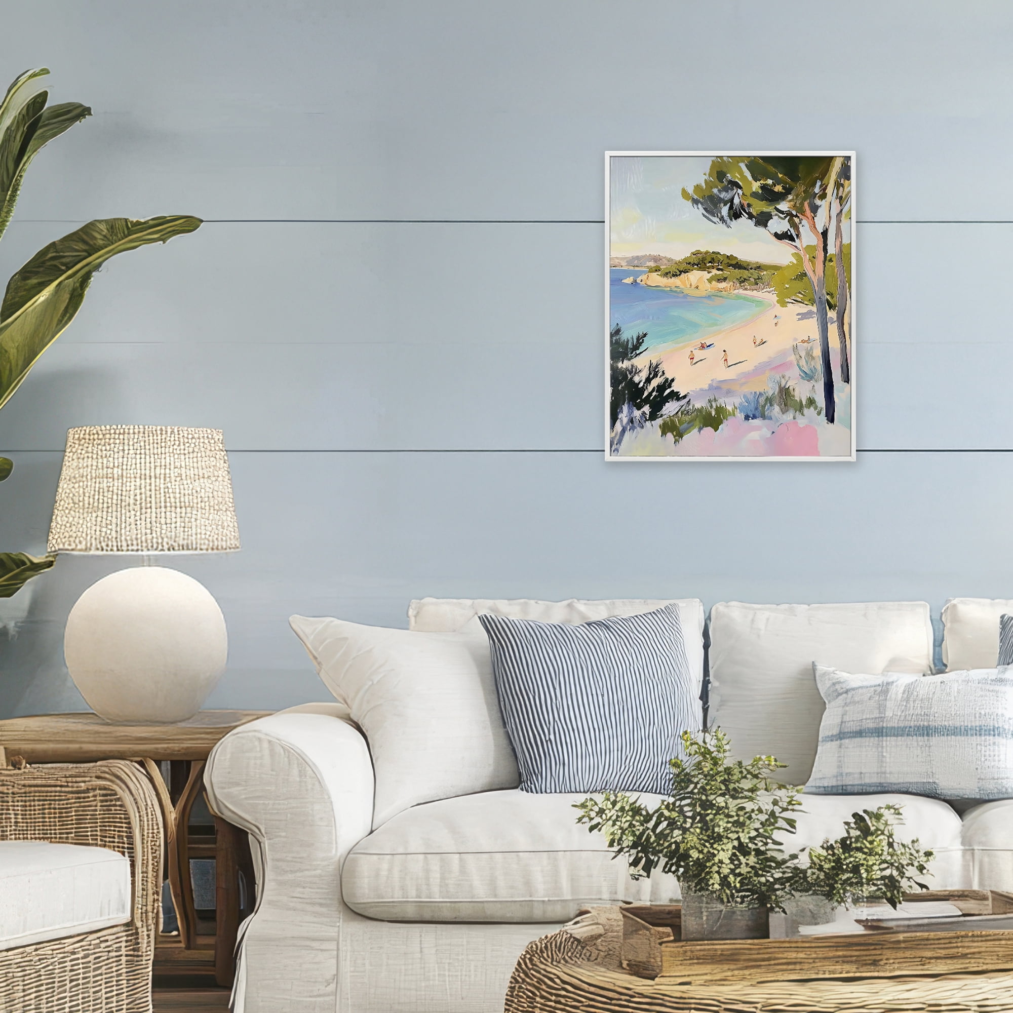 Stupell Industries Amalfi Coast Beach Escape White Framed Giclee Art, design by The Prints Vibe