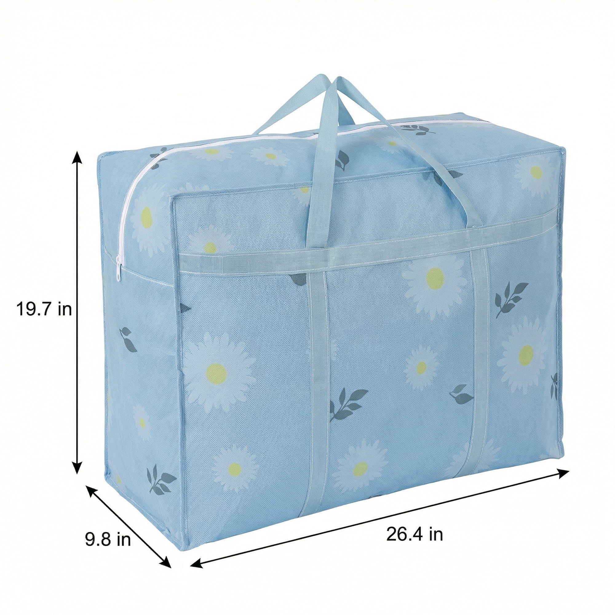 Unique Bargains Foldable Storage Bags for Organizing Livingroom Blue 26.4"x9.8"x19.7"