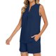thumbnail image 1 of Camiseta de Manga Corta con Cuello en V para Mujeres con Pantalones Cortos de Bolsillo, Pantalones Casuales Y el Conjunto Superior para las Mujeres, 1 of 5