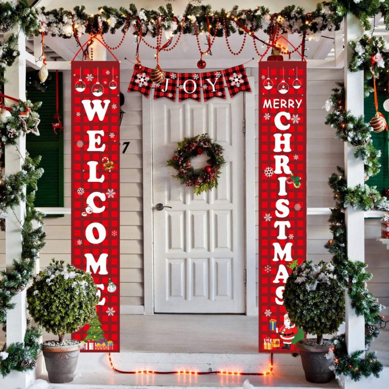 1 Pair Christmas Decoration Walnut Soldier Door Banners Hanging Cloth Door SKKV 