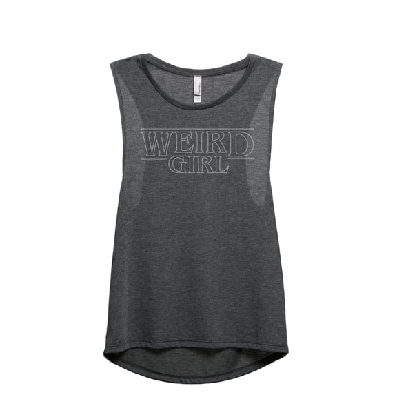 Weird Girl Women's Fashion Sleeveless Muscle Workout Yoga Tank Top Charcoal Grey Large